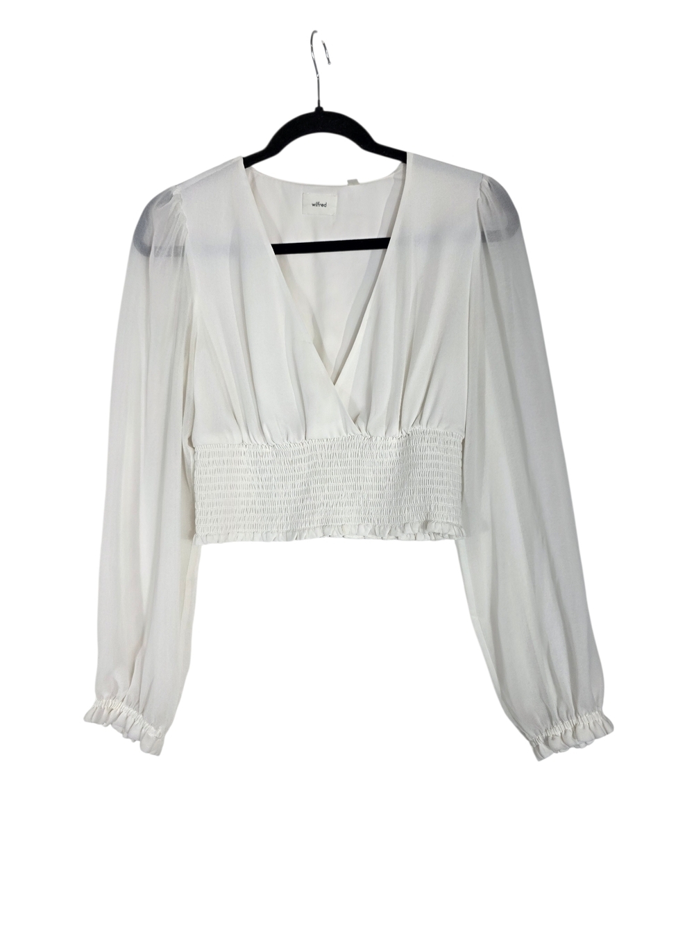 Wilfred Cream Smocked-Waist V-Neck Blouse